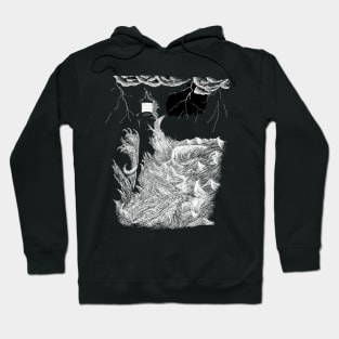 Lighthouse in the storm with waves Hoodie